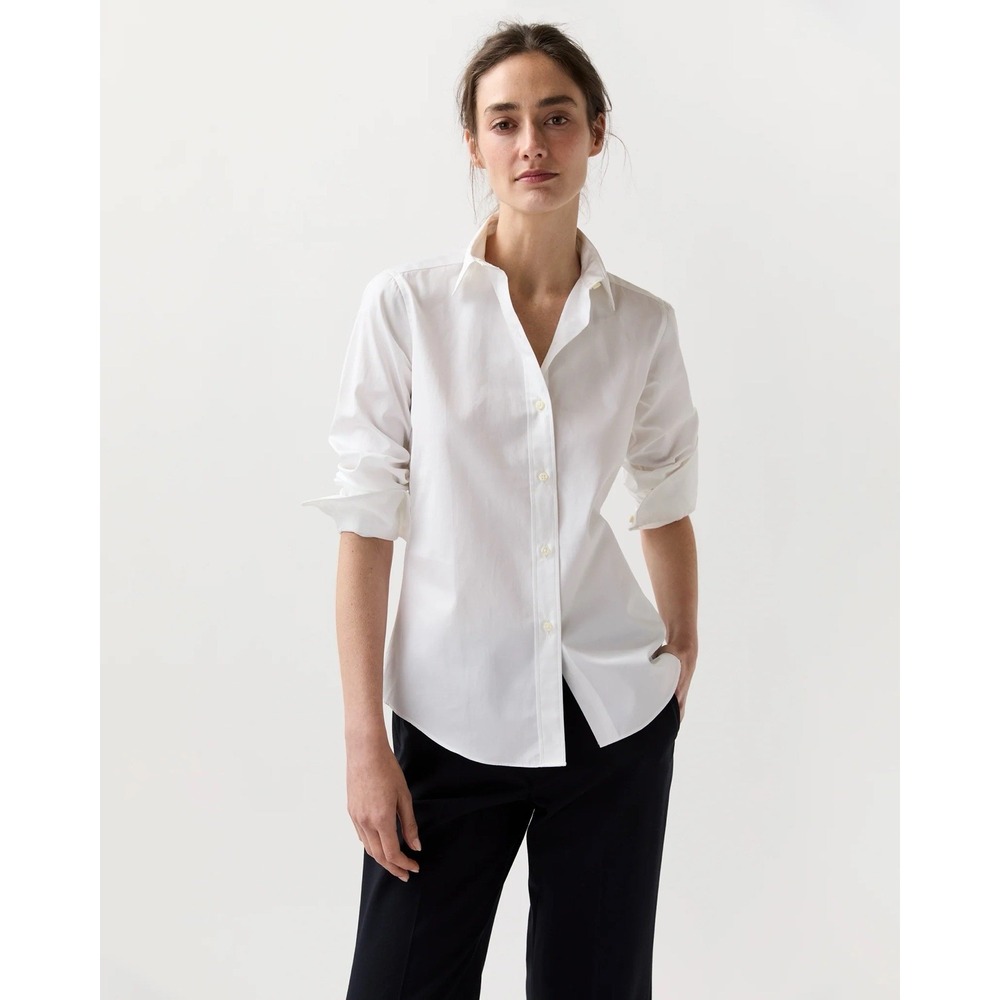 ANN MASHBURN Icon Shirt White Poplin Size L